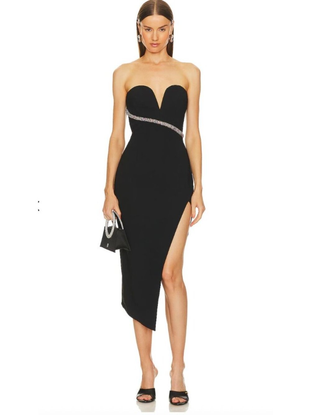 Amanda Uprichard Soiree Rhinestone Midi Dress - Size XL